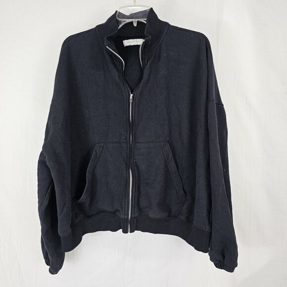 Standard/Cloth Oversized Medium Cropped Zip Up Jacket Cotton Bomber - Picture 1 of 5